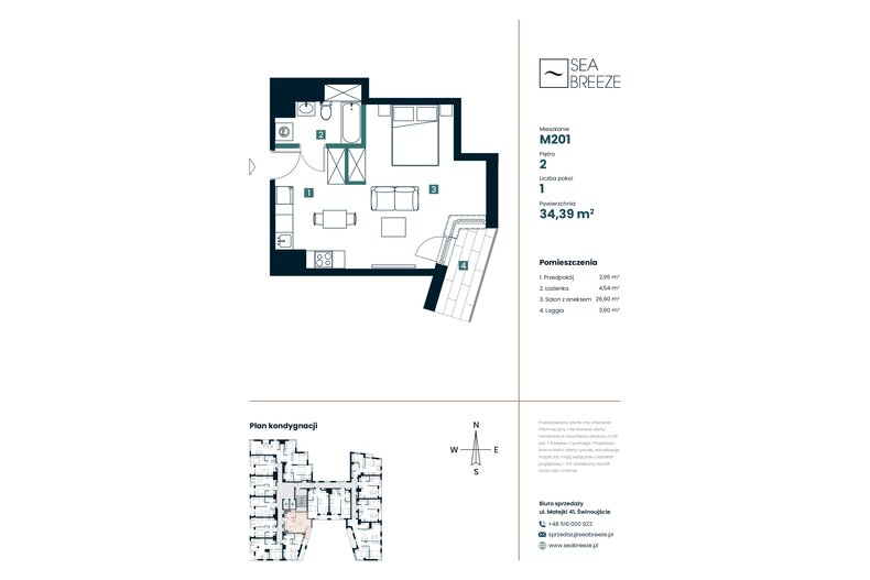 Apartament wakacyjny 34,39 m², piętro 2, oferta nr M201