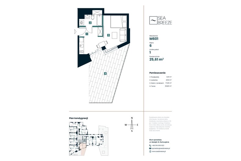 Apartament wakacyjny 25,61 m², piętro 6, oferta nr M601