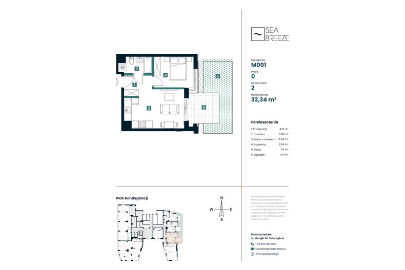 Apartament wakacyjny 32,34 m², parter, oferta nr M001