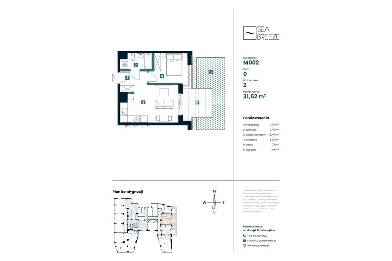 Apartament wakacyjny 31,52 m², parter, oferta nr M002