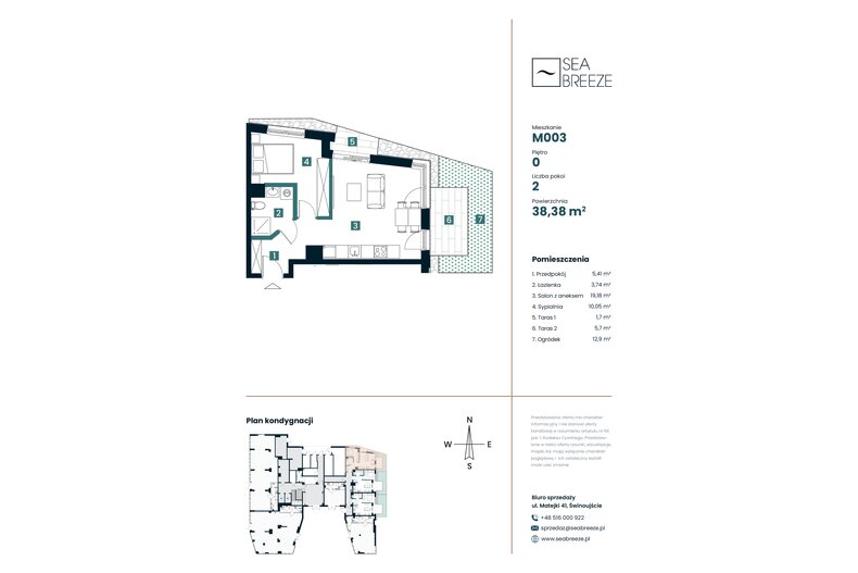 Apartament wakacyjny 38,38 m², parter, oferta nr M003