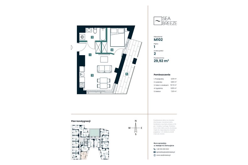 Apartament wakacyjny 29,92 m², piętro 1, oferta nr M102