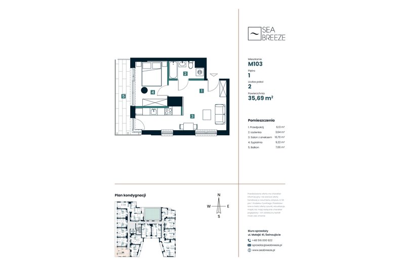 Apartament wakacyjny 35,69 m², piętro 1, oferta nr M103