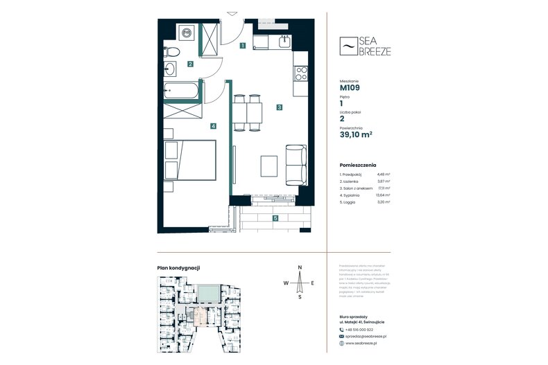 Apartament wakacyjny 39,10 m², piętro 1, oferta nr M109