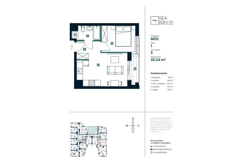 Apartament wakacyjny 32,34 m², piętro 1, oferta nr M112