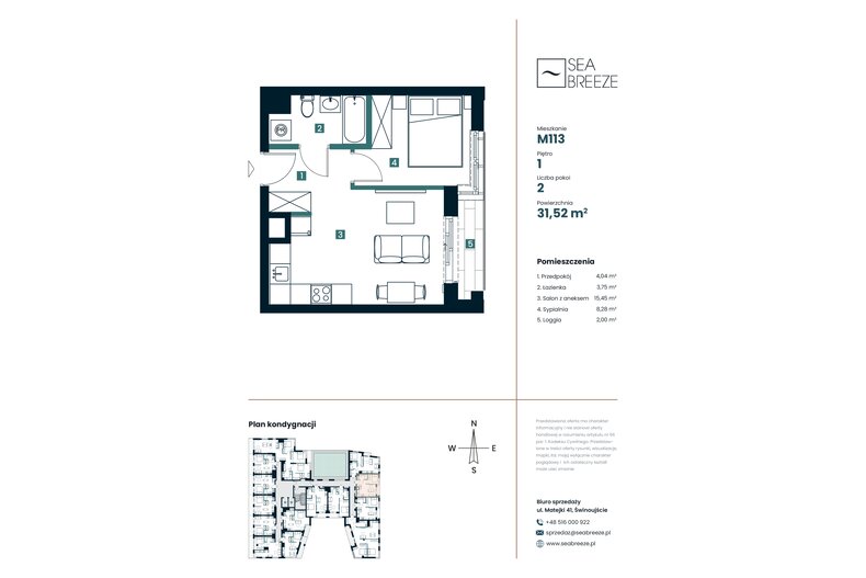 Apartament wakacyjny 31,52 m², piętro 1, oferta nr M113