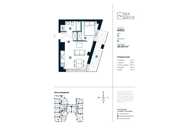 Apartament wakacyjny 29,92 m², piętro 2, oferta nr M202
