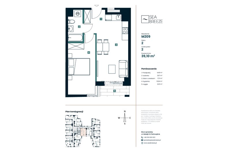 Apartament wakacyjny 39,10 m², piętro 2, oferta nr M209