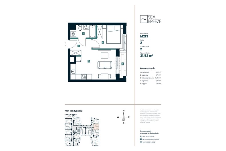 Apartament wakacyjny 31,52 m², piętro 2, oferta nr M213