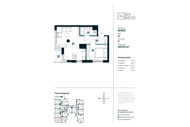 Apartament wakacyjny 40,01 m², piętro 4, oferta nr M403