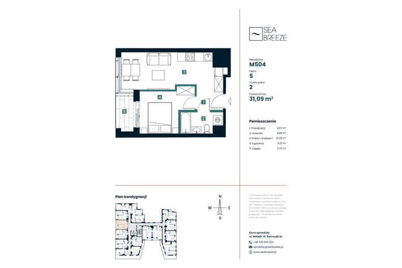 Apartament wakacyjny 31,09 m², piętro 5, oferta nr M504