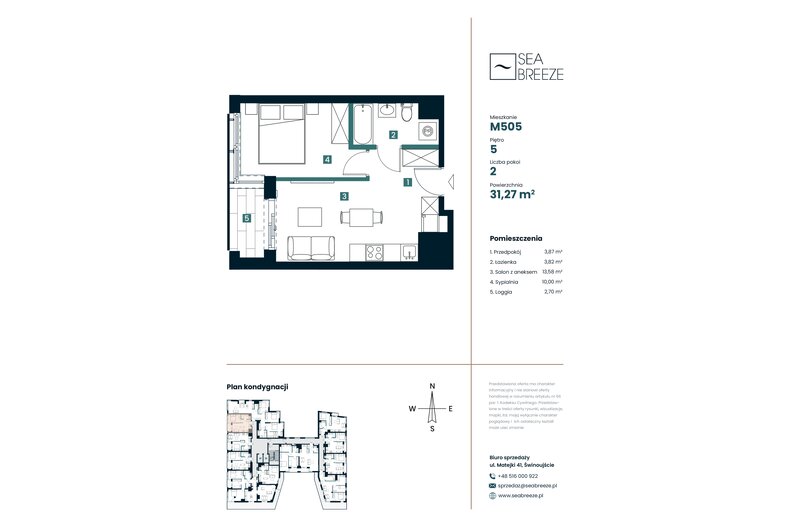 Apartament wakacyjny 31,27 m², piętro 5, oferta nr M505