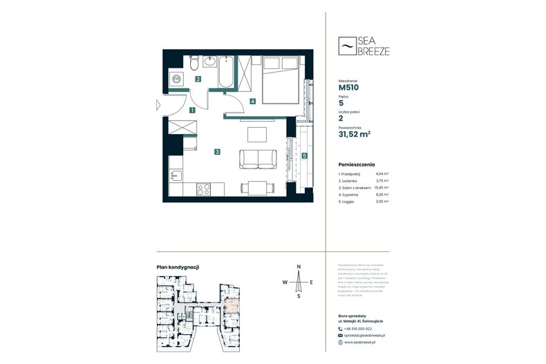 Apartament wakacyjny 31,52 m², piętro 5, oferta nr M510