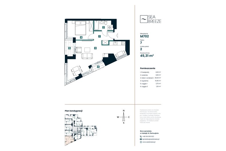Apartament wakacyjny 45,31 m², piętro 7, oferta nr M702