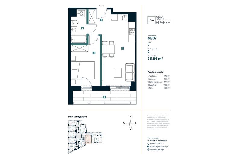 Apartament wakacyjny 35,84 m², piętro 7, oferta nr M707