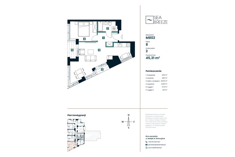 Apartament wakacyjny 45,31 m², piętro 8, oferta nr M802