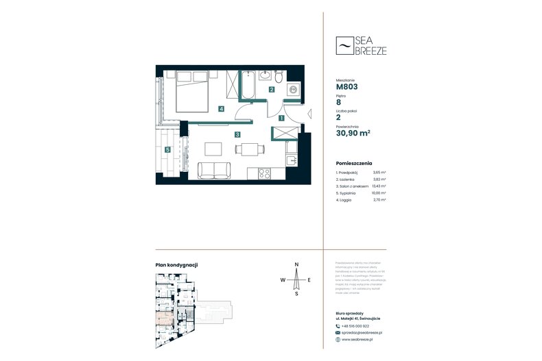 Apartament wakacyjny 30,90 m², piętro 8, oferta nr M803