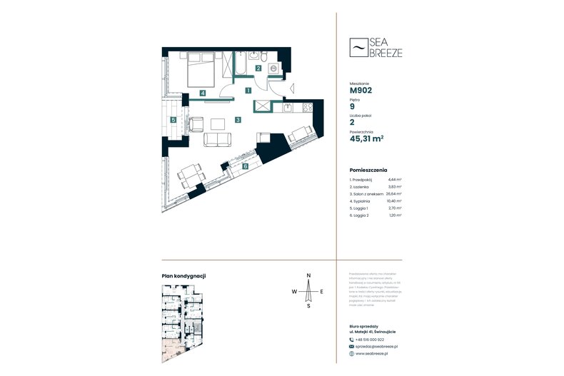 Apartament wakacyjny 45,31 m², piętro 9, oferta nr M902