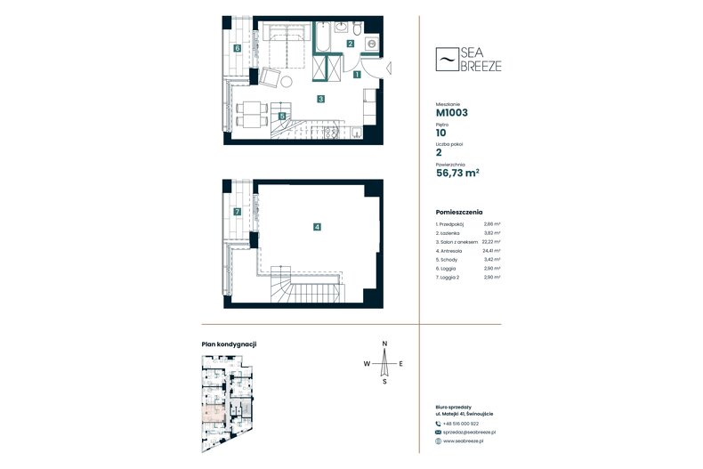 Apartament wakacyjny 56,73 m², piętro 10, oferta nr M1003