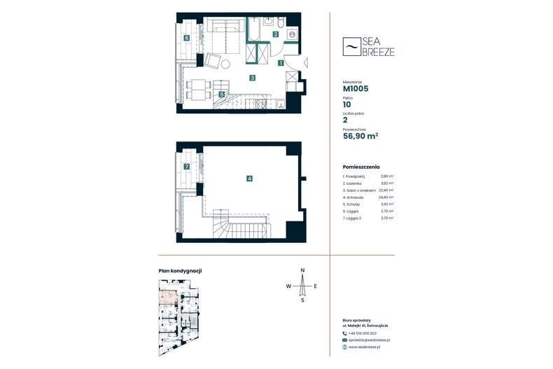 Apartament wakacyjny 56,90 m², piętro 10, oferta nr M1005
