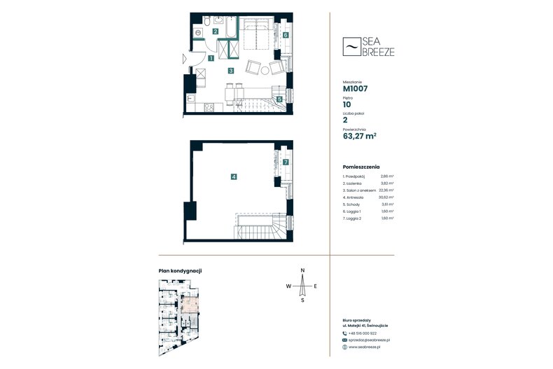 Apartament wakacyjny 63,27 m², piętro 10, oferta nr M1007