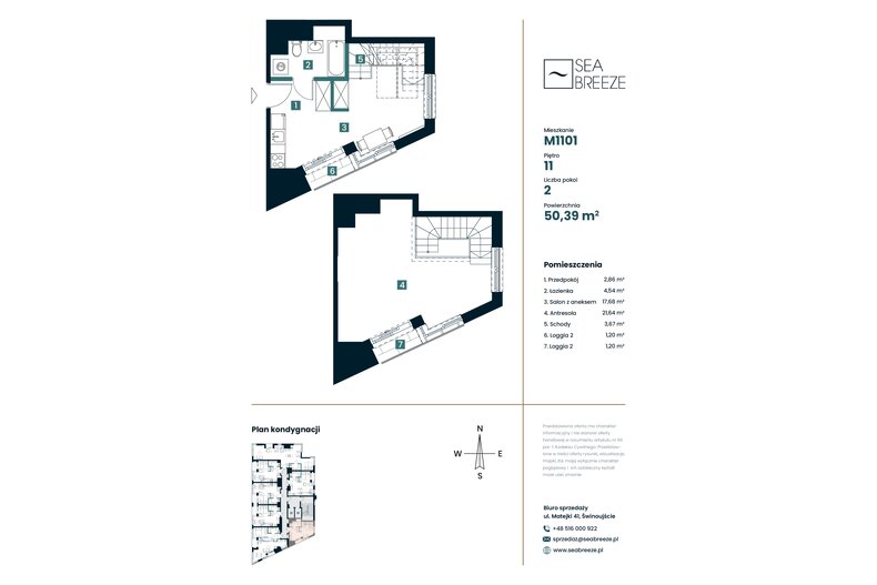 Apartament wakacyjny 50,39 m², piętro 11, oferta nr M1101