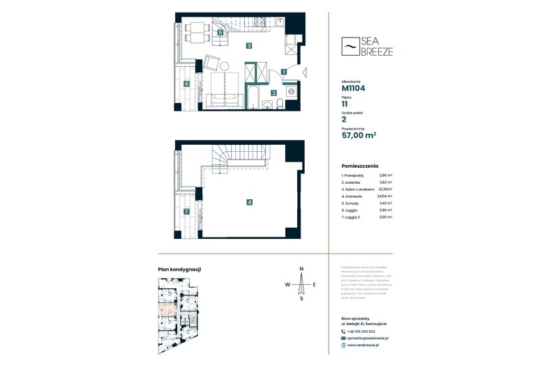 Apartament wakacyjny 57,00 m², piętro 11, oferta nr M1104