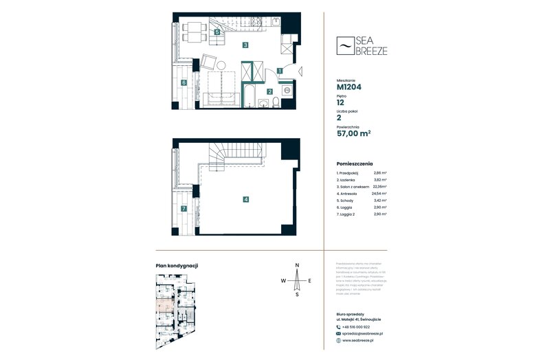 Apartament wakacyjny 57,00 m², piętro 12, oferta nr M1204