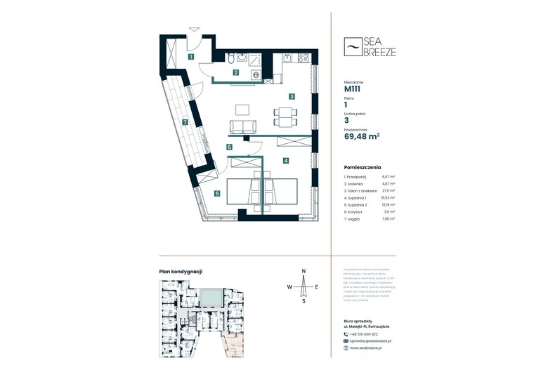 Apartament wakacyjny 69,48 m², piętro 1, oferta nr M111