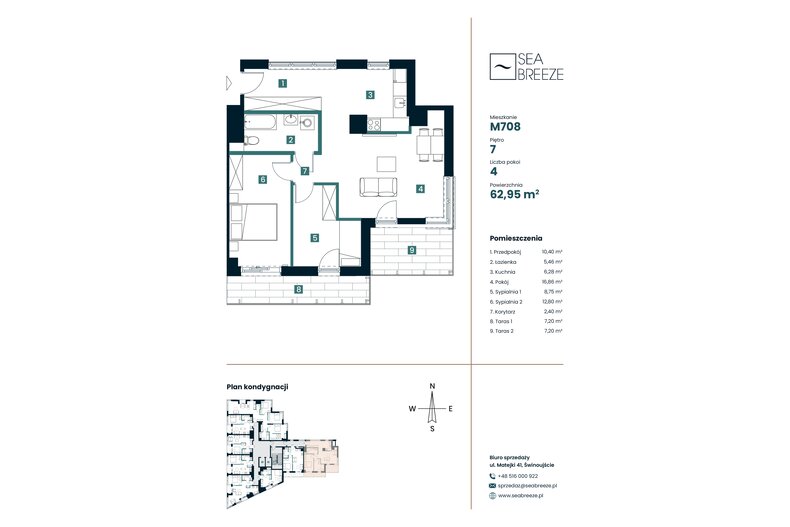 Apartament wakacyjny 62,95 m², piętro 7, oferta nr M708