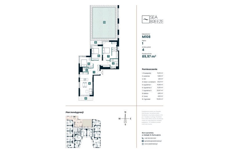 Apartament wakacyjny 89,97 m², piętro 1, oferta nr M108