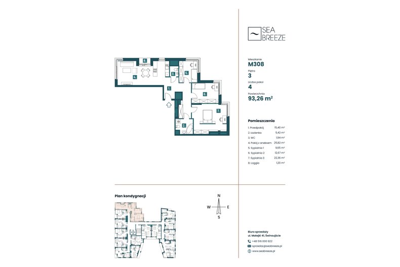 Apartament wakacyjny 93,13 m², piętro 3, oferta nr M308