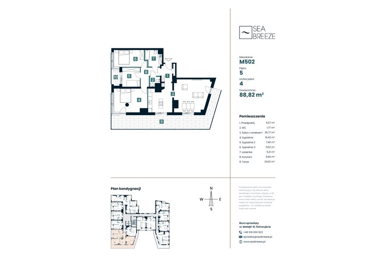 Apartament wakacyjny 88,82 m², piętro 5, oferta nr M502