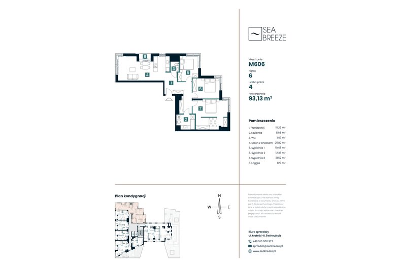 Apartament wakacyjny 93,13 m², piętro 6, oferta nr M606