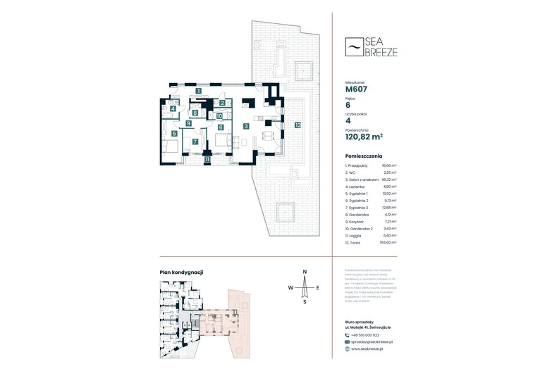 Apartament wakacyjny 120,82 m², piętro 6, oferta nr M607