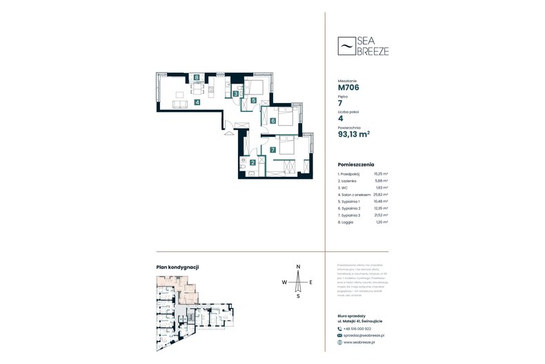 Apartament wakacyjny 93,13 m², piętro 7, oferta nr M706