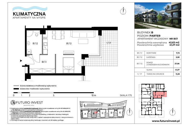 Apartament wakacyjny 41,27 m², parter, oferta nr B1/1