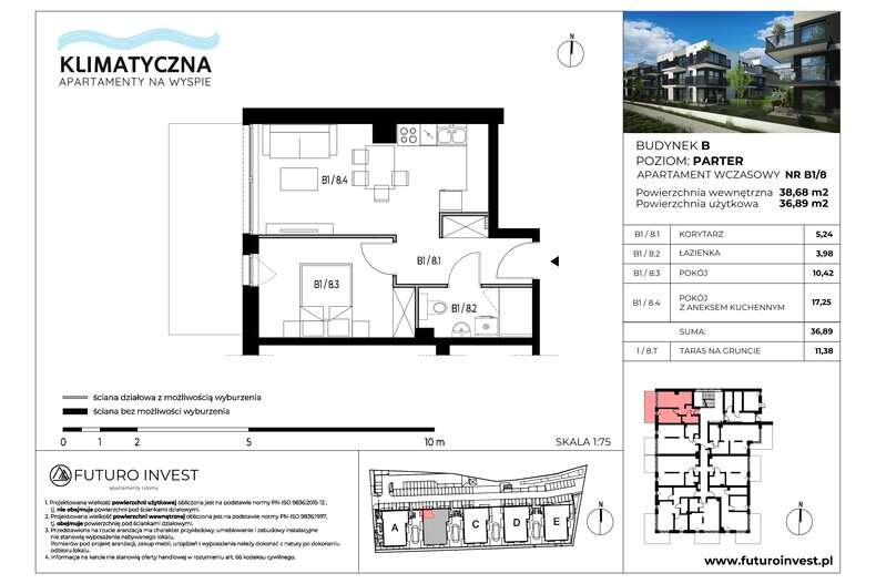 Apartament wakacyjny 36,89 m², parter, oferta nr B1/8