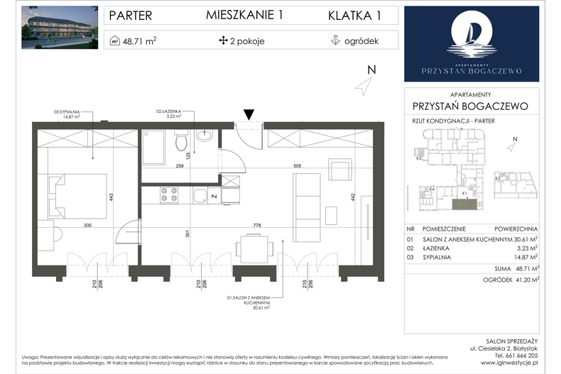 Apartament wakacyjny 48,71 m², parter, oferta nr 1