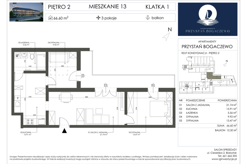 Apartament wakacyjny 66,60 m², piętro 2, oferta nr 13