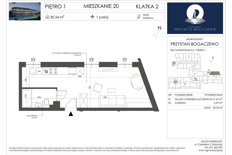 Apartament wakacyjny 30,34 m², piętro 1, oferta nr 20