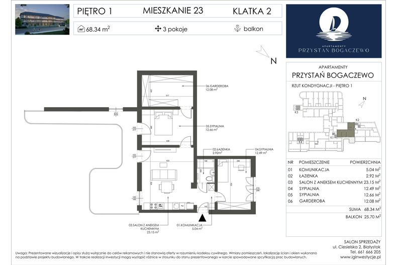Apartament wakacyjny 68,34 m², piętro 1, oferta nr 23