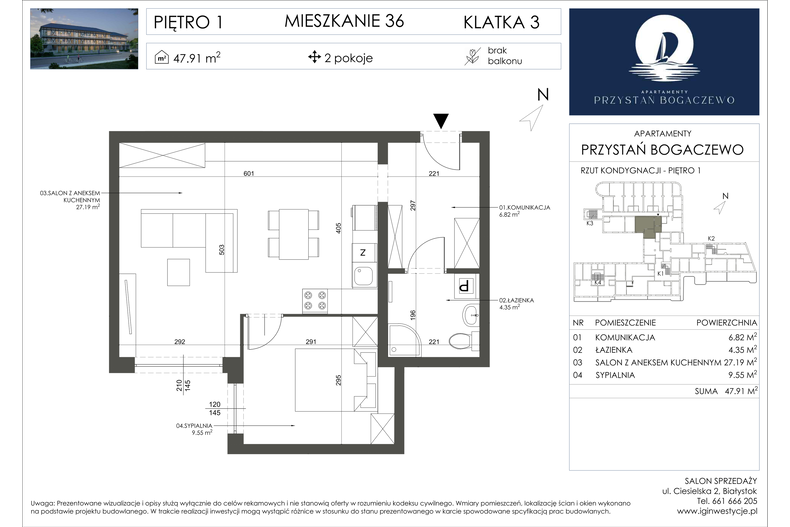 Apartament wakacyjny 47,91 m², piętro 1, oferta nr 36