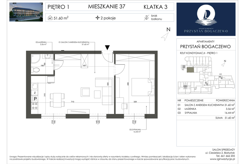 Apartament wakacyjny 51,60 m², piętro 1, oferta nr 37