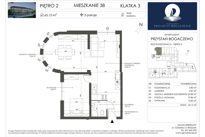 Apartament wakacyjny 65,15 m², piętro 2, oferta nr 38