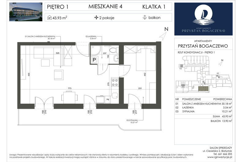 Apartament wakacyjny 43,93 m², piętro 1, oferta nr 4