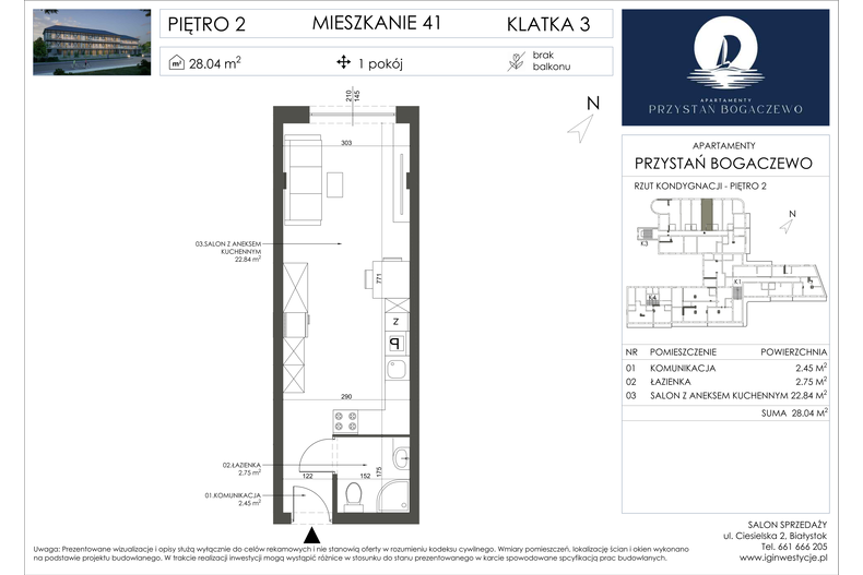 Apartament wakacyjny 28,04 m², piętro 2, oferta nr 41