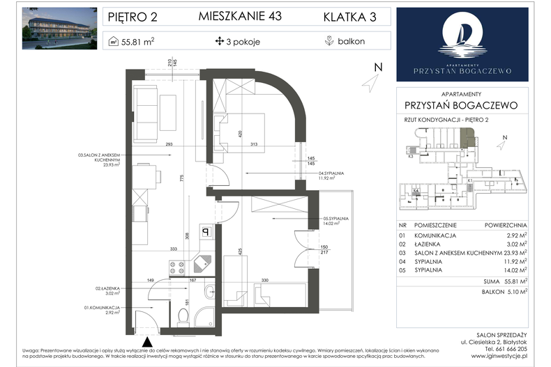Apartament wakacyjny 55,81 m², piętro 2, oferta nr 43