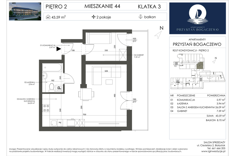 Apartament wakacyjny 42,83 m², piętro 2, oferta nr 44