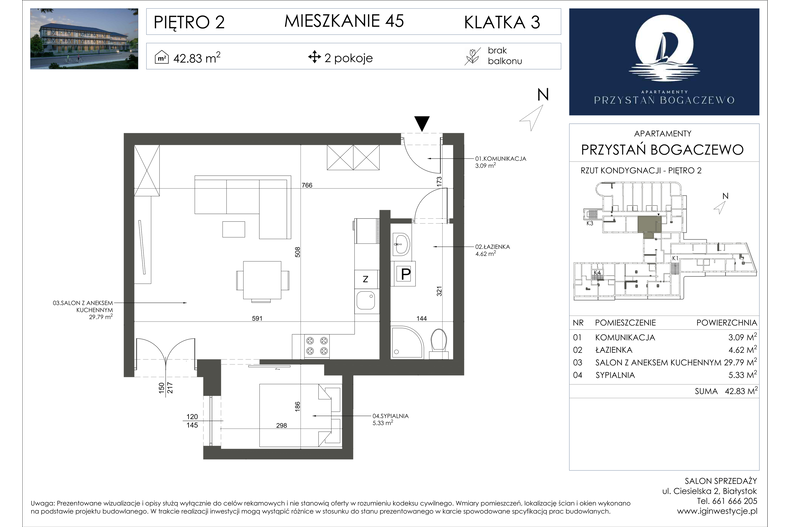 Apartament wakacyjny 42,77 m², piętro 2, oferta nr 45
